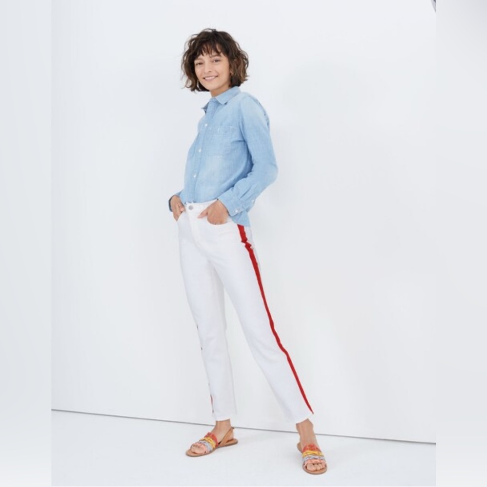 Madewell Tall Stovepipe Jeans in Tile White: Tuxedo Stripe Edition